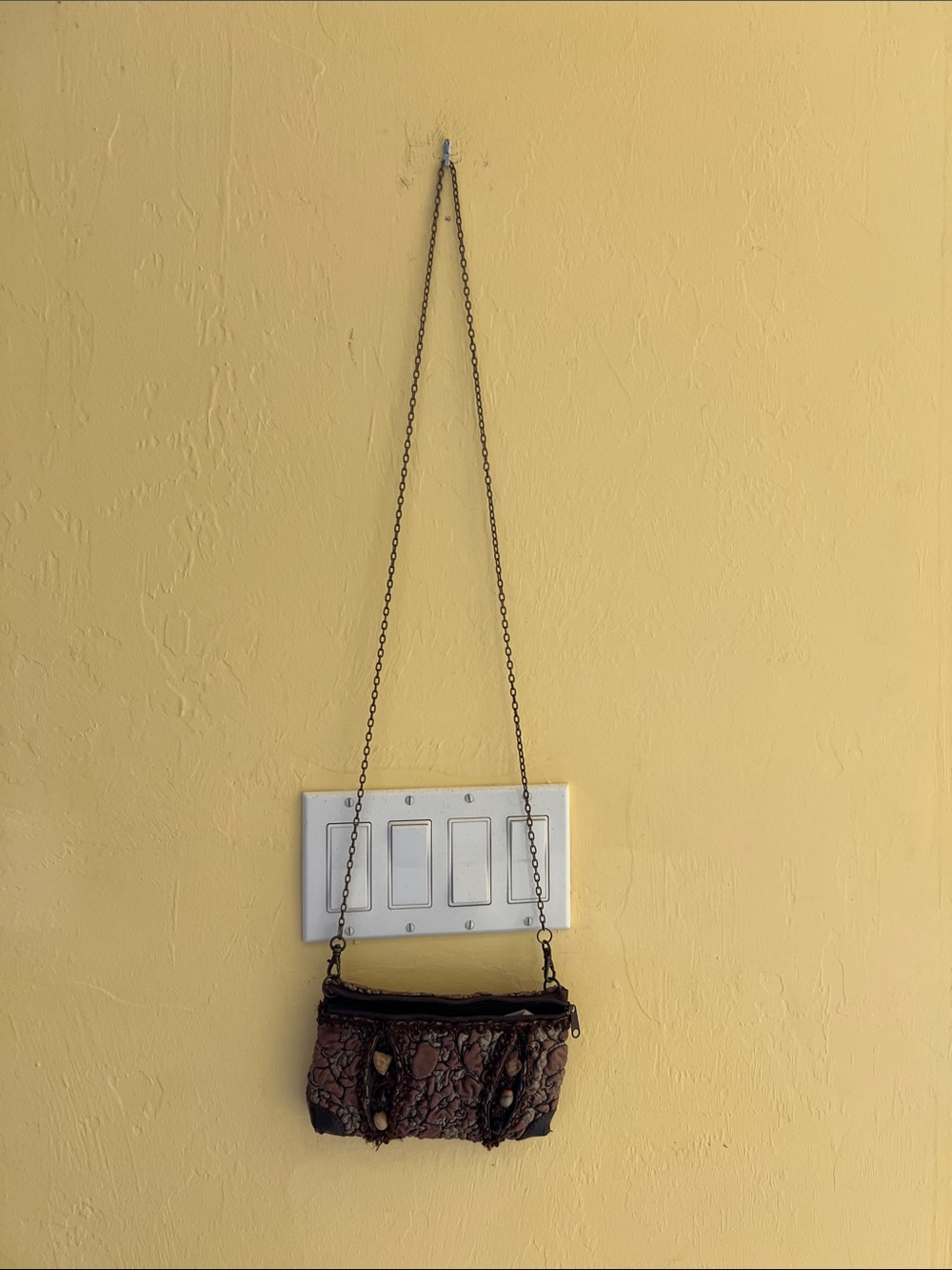 Mary Frances Brown Beaded Mini Crossbody